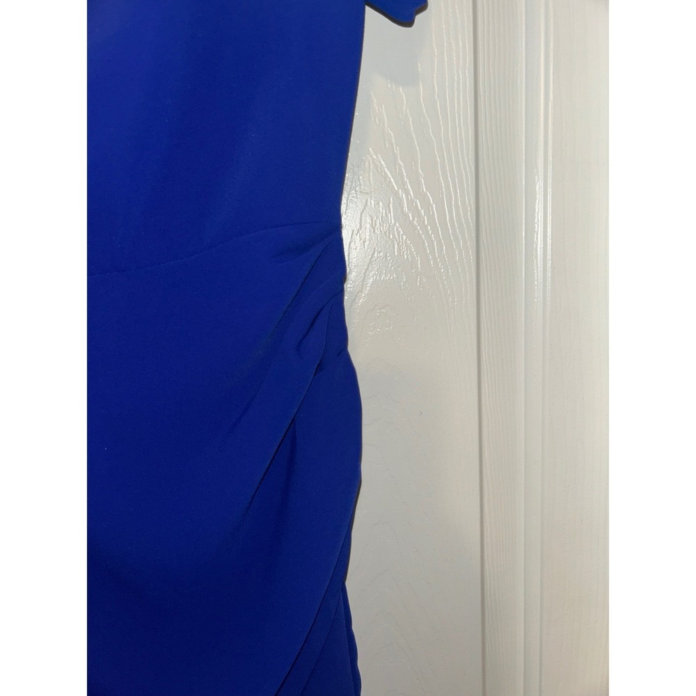 Amanda Uprichard Edrina Royal Blue Ruched Mini Dress High Neck Cap Sleeve XS NEW - Picture 6 of 9